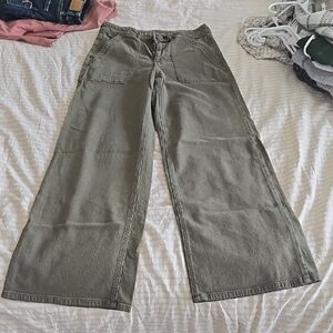 American Eagle Outfitters Olive Green Wide-Leg Pants